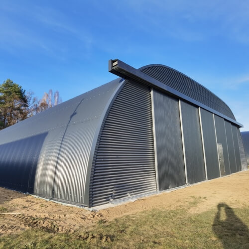 Leichtbauhalle in Grau von HPS-Prefab