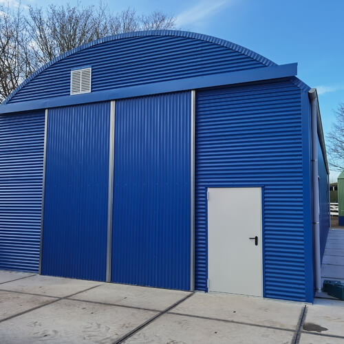 Leichtbauhalle in Blau von HPS-Prefab