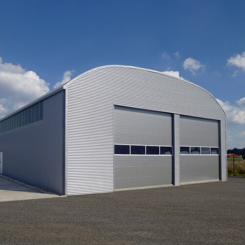 Leichtbauhalle in Grau von HPS-Prefab